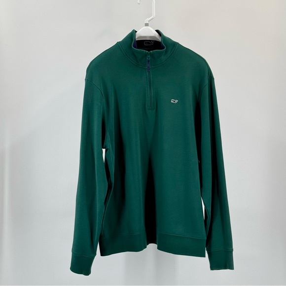 Vineyard Vines Men's Forest Green Pima Cotton Quarter Zip Sweater Size M - Picture 8 of 8
